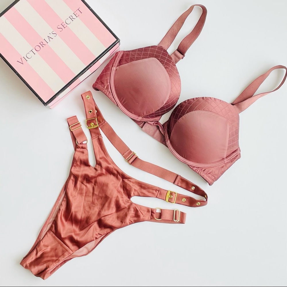 32D MEDIUM Victoria’s Secret tan rose bra set